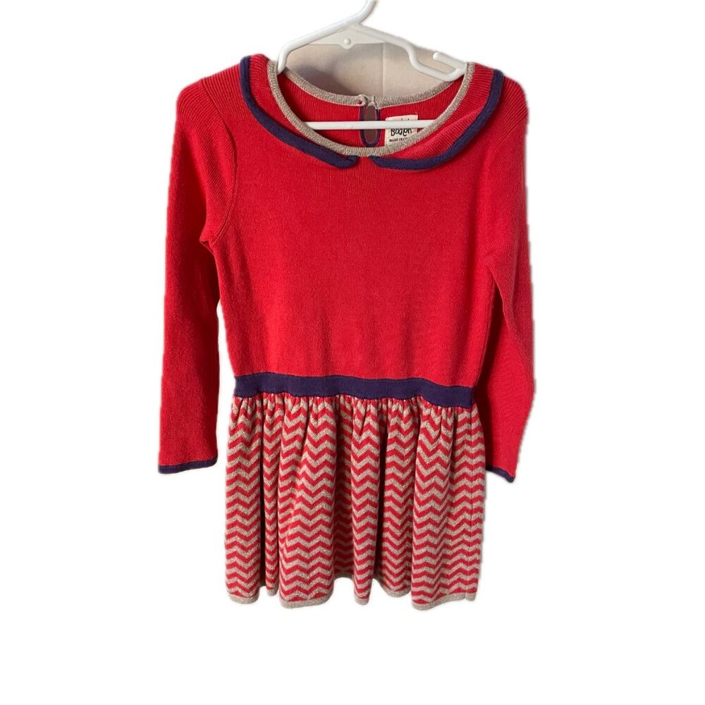 Mini Boden Red and Navy Chevron Knit Dress